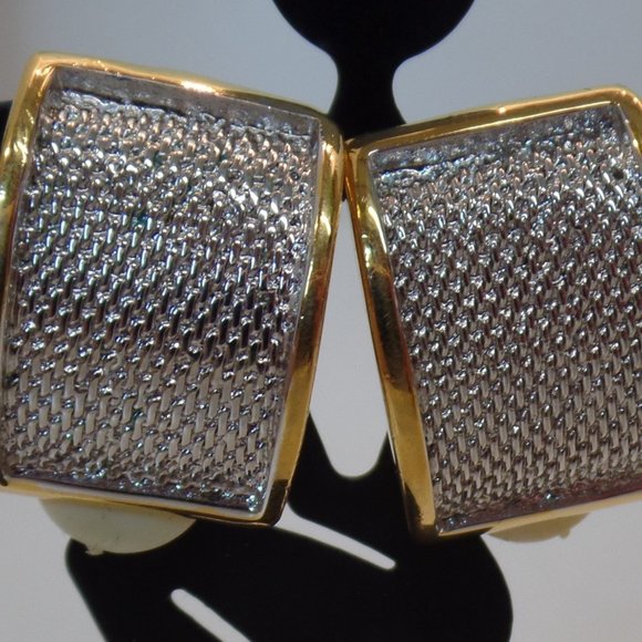 Vintage, Gold & Silvertone  Clip On Earrings by Premier USA. - Picture 2 of 12